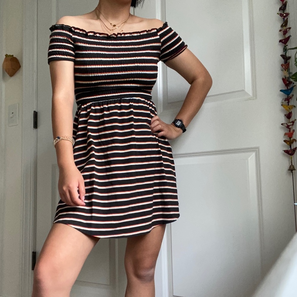 Hollister Striped Off-the-Shoulder Dress
